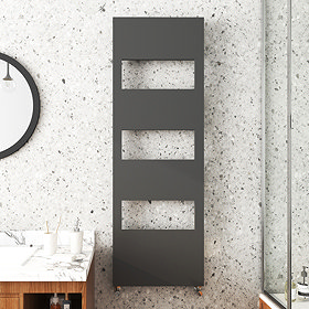 Arezzo Anthracite 1500 x 500 Designer Panel Radiator with Towel Rails Large Image