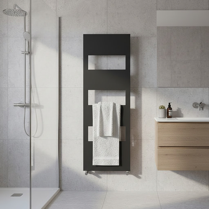 Arezzo Anthracite 1500 x 500 Designer Panel Radiator with Towel Rails