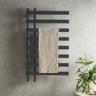 Arezzo Anthracite 800 x 500mm 8 Bars Designer Heated Towel Rail  Profile Large Image