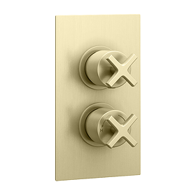 Arezzo Art Deco Crosshead Twin Concealed Shower Valve with Diverter - Brushed Brass