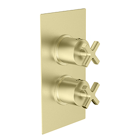 Arezzo Art Deco Crosshead Twin Concealed Shower Valve with Diverter - Brushed Brass