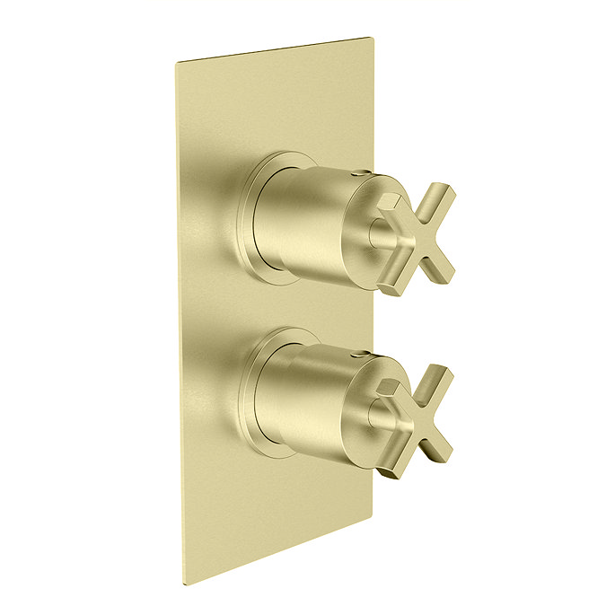 Arezzo Art Deco Crosshead 3 Way Concealed Shower Valve with Diverter - Brushed Brass 