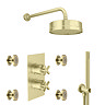 Arezzo Art Deco Crosshead Brushed Brass Luxury Spa 3 Outlet Shower Bundle