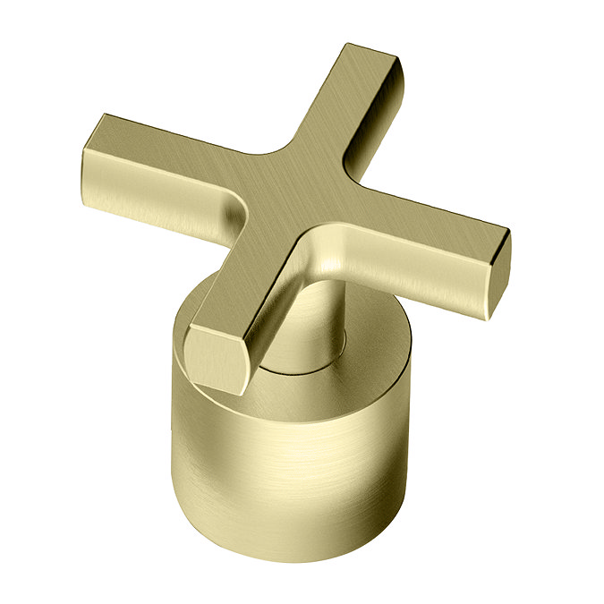 Arezzo Art Deco Crosshead Brushed Brass Shower with Concealed Valve + Wall Mounted 195mm Head