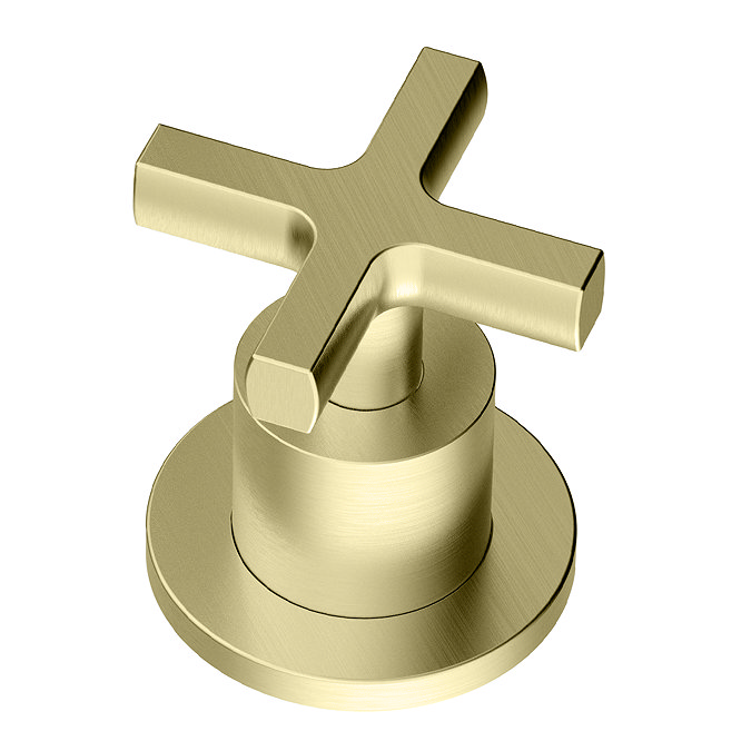 Arezzo Art Deco Crosshead Deck Mounted (3TH) Basin Mixer Tap - Brushed Brass