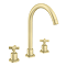 Arezzo Art Deco Crosshead Deck Mounted (3TH) Basin Mixer Tap - Brushed Brass