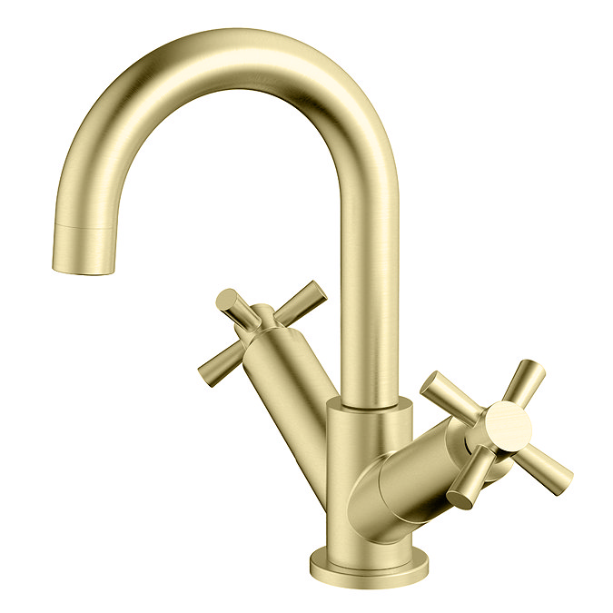 Arezzo Art Deco Crosshead Mono Basin Mixer - Brushed Brass