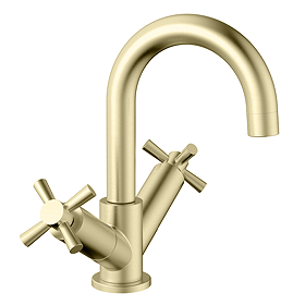 Arezzo Art Deco Crosshead Mono Basin Mixer - Brushed Brass