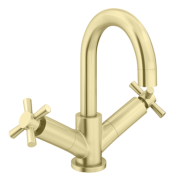 Arezzo Art Deco Crosshead Mono Basin Mixer - Brushed Brass