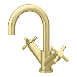 Arezzo Art Deco Crosshead Mono Basin Mixer - Brushed Brass
