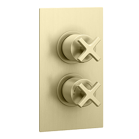 Arezzo Art Deco Crosshead Twin Concealed Shower Valve - Brushed Brass