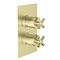 Arezzo Art Deco Crosshead Twin Concealed Shower Valve - Brushed Brass