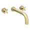 Arezzo Art Deco Crosshead Wall Mounted (3TH) Basin Mixer Tap - Brushed Brass