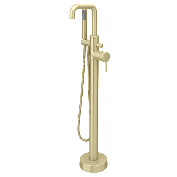 Arezzo Art Deco Lever Freestanding Bath Tap with Shower Mixer - Brushed Brass