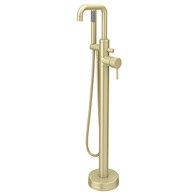 Arezzo Art Deco Lever Freestanding Bath Tap with Shower Mixer - Brushed Brass