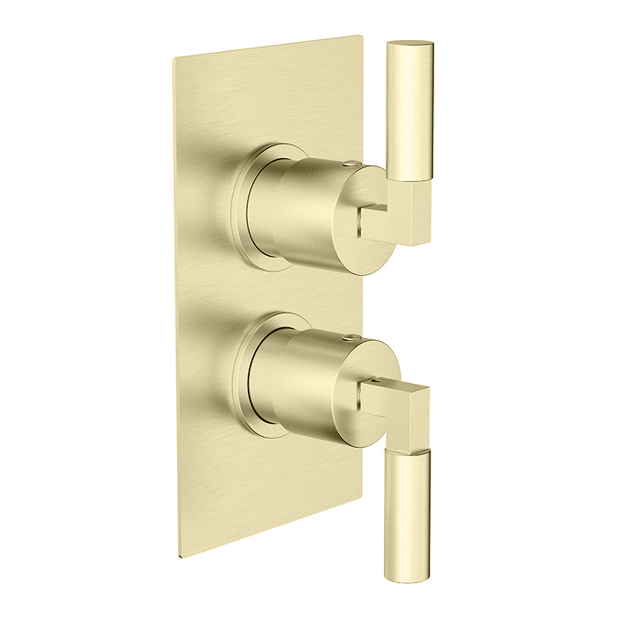 Arezzo Art Deco Lever Concealed Twin Shower Valve with Diverter - Brushed Brass