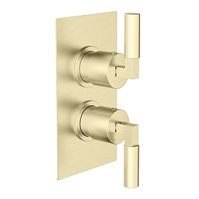 Arezzo Art Deco Lever Concealed Twin Shower Valve with Diverter - Brushed Brass