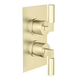 Arezzo Art Deco Lever Twin Concealed Shower Valve with Diverter - Brushed Brass