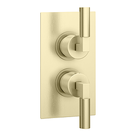 Arezzo Art Deco Lever Twin Concealed Shower Valve with Diverter - Brushed Brass