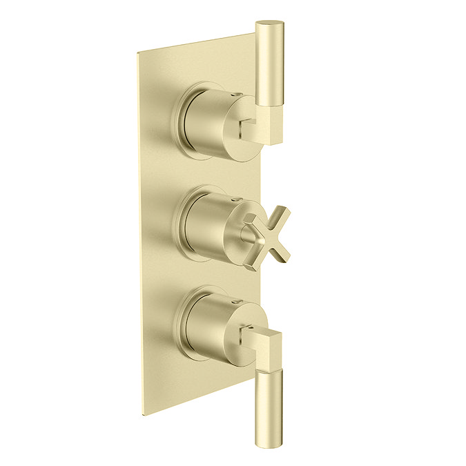 Arezzo Art Deco Lever Brushed Brass Luxury Spa 3 Outlet Shower Bundle