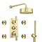 Arezzo Art Deco Lever Brushed Brass Luxury Spa 3 Outlet Shower Bundle