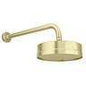 Arezzo Art Deco Lever Brushed Brass Shower with Concealed Valve, Wall Mounted 195mm Head + Handset
