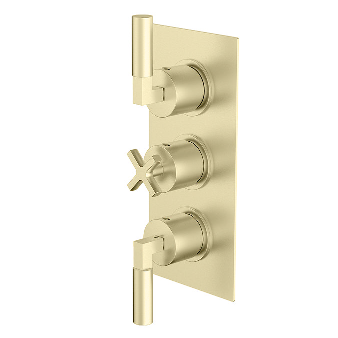 Arezzo Art Deco Lever Triple Concealed Shower Valve with Diverter - Brushed Brass