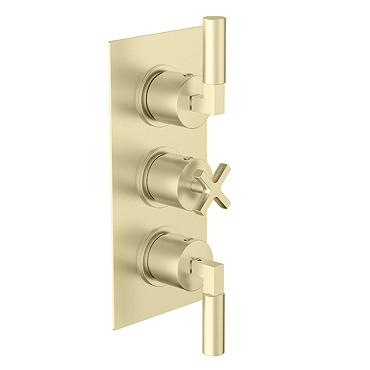 Arezzo Art Deco Lever Triple Concealed Thermostatic Shower Valve with Diverter - Brushed Brass