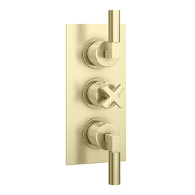 Arezzo Art Deco Lever Triple Concealed Shower Valve with Diverter - Brushed Brass