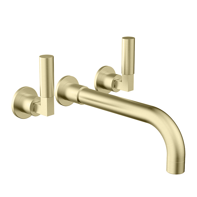 Arezzo Art Deco Lever Wall Mounted (3TH) Bath Filler Tap - Brushed Brass