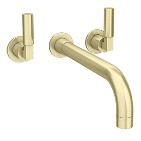 Arezzo Art Deco Lever Wall Mounted (3TH) Bath Filler Tap - Brushed Brass