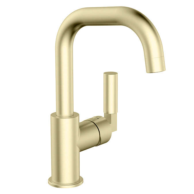 Arezzo Art Deco Single Lever Side Action Mono Basin Mixer - Brushed Brass