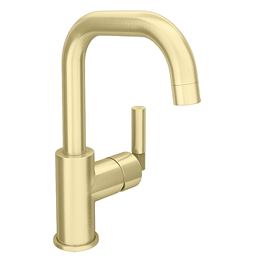 Arezzo Art Deco Single Lever Side Action Mono Basin Mixer - Brushed Brass