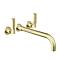 Arezzo Art Deco Lever Wall Mounted (3TH) Basin Mixer Tap - Brushed Brass