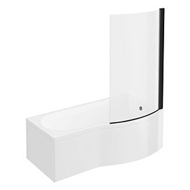 Arezzo (RH) B Shaped Shower Bath - 1700mm with Screen + Front Panel Large Image