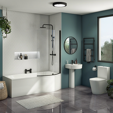 Arezzo B-Shaped Shower Bath Suite - 1700mm