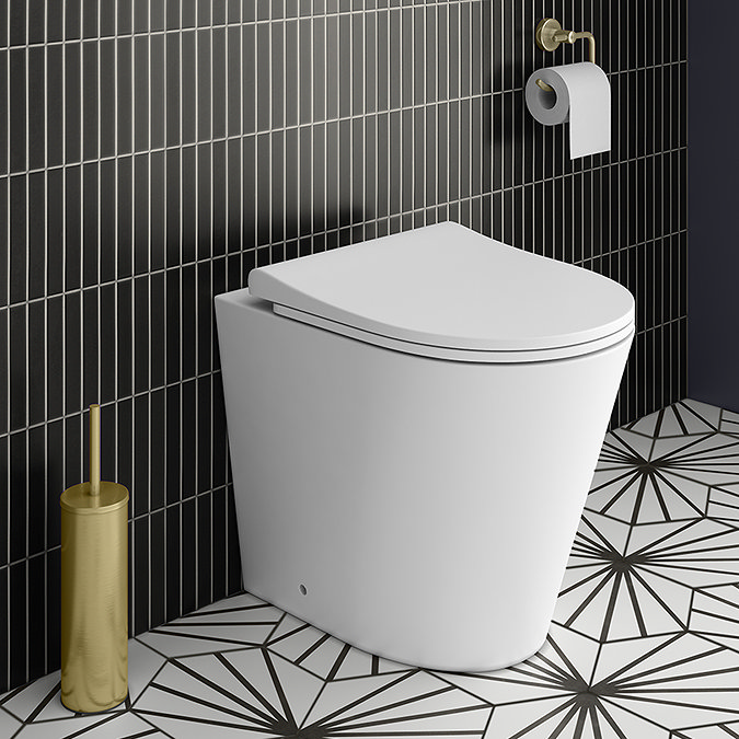 Arezzo Back to Wall Toilet (incl. Slim Soft Close Seat with Brushed Brass Hinges)