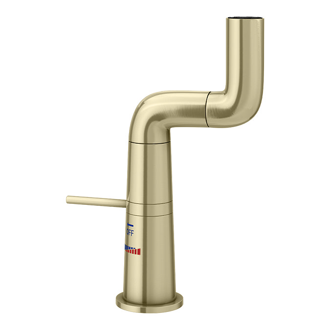 Arezzo Basin Mixer Tap with 360 Degree Rotating Spout Brushed Brass  Feature Large Image