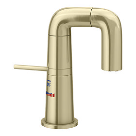 Arezzo Basin Mixer Tap with 360 Degree Rotating Spout Brushed Brass Large Image