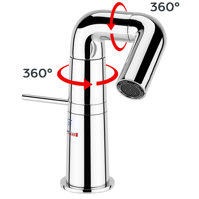 Arezzo Basin Mixer Tap with 360 Degree Rotating Spout Chrome Profile Large Image