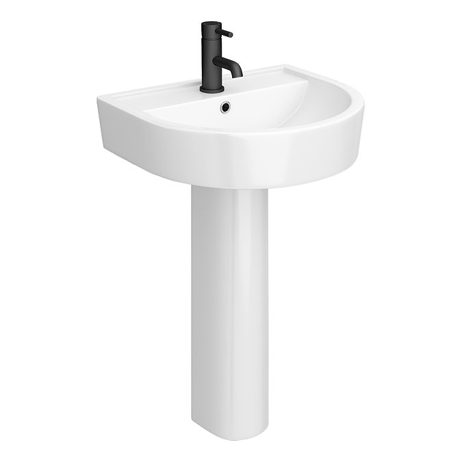 Arezzo Bathroom Suite - Freestanding Bath, Toilet, Basin & Black Taps