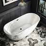 Arezzo Bathroom Suite - Freestanding Bath, Toilet, Basin & Black Taps
