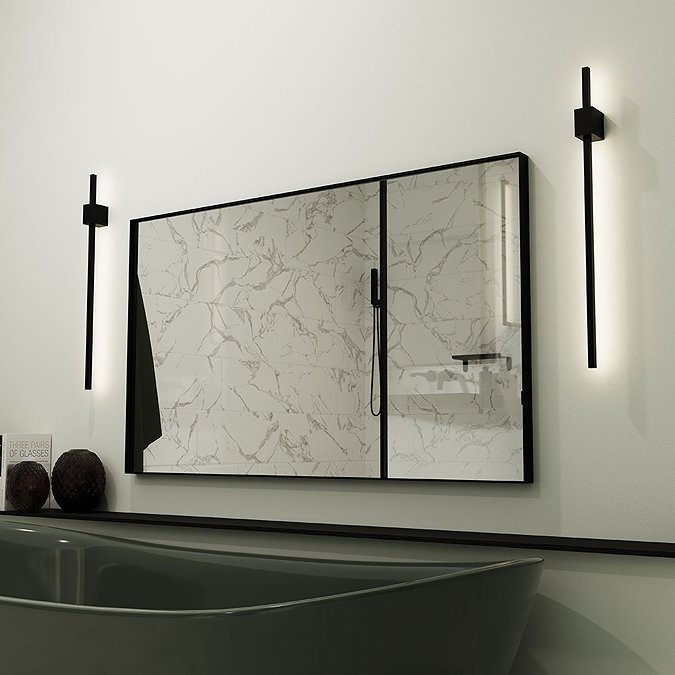 Arezzo Black 600 x 800mm Rectangular Mirror  Profile Large Image