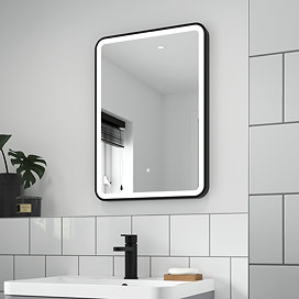 Arezzo Black Frame Rectangular LED Illuminated Anti-Fog Bathroom Mirror - 700 x 500mm