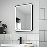 Arezzo Black Frame Rectangular LED Illuminated Anti-Fog Bathroom Mirror - 700 x 500mm