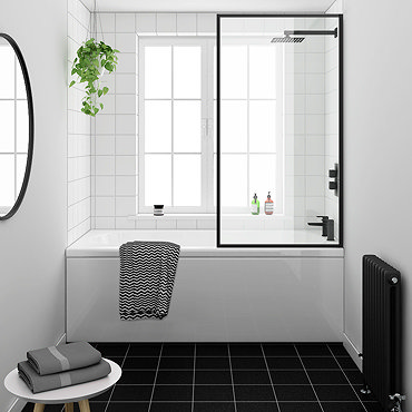 Arezzo Black Framed Fixed Round Single Ended Shower Bath  Feature Large Image