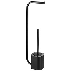 Arezzo Black Free Standing Toilet Brush + Roll Holder Large Image