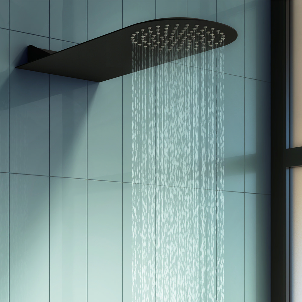 Arezzo Black Round Flat Fixed Shower Head