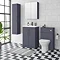 Arezzo Blue Floor Standing Vanity Unit, Tall Cabinet + Toilet Pack with Black Handles Large Image