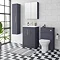 Arezzo Blue Floor Standing Vanity Unit, Tall Cabinet + Toilet Pack with Brass Handles Large Image